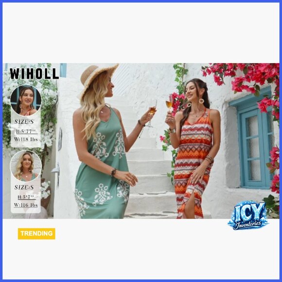 Polyester Spandex Halter Maxi Dress Casual Summer Boho - Picture 6 of 6